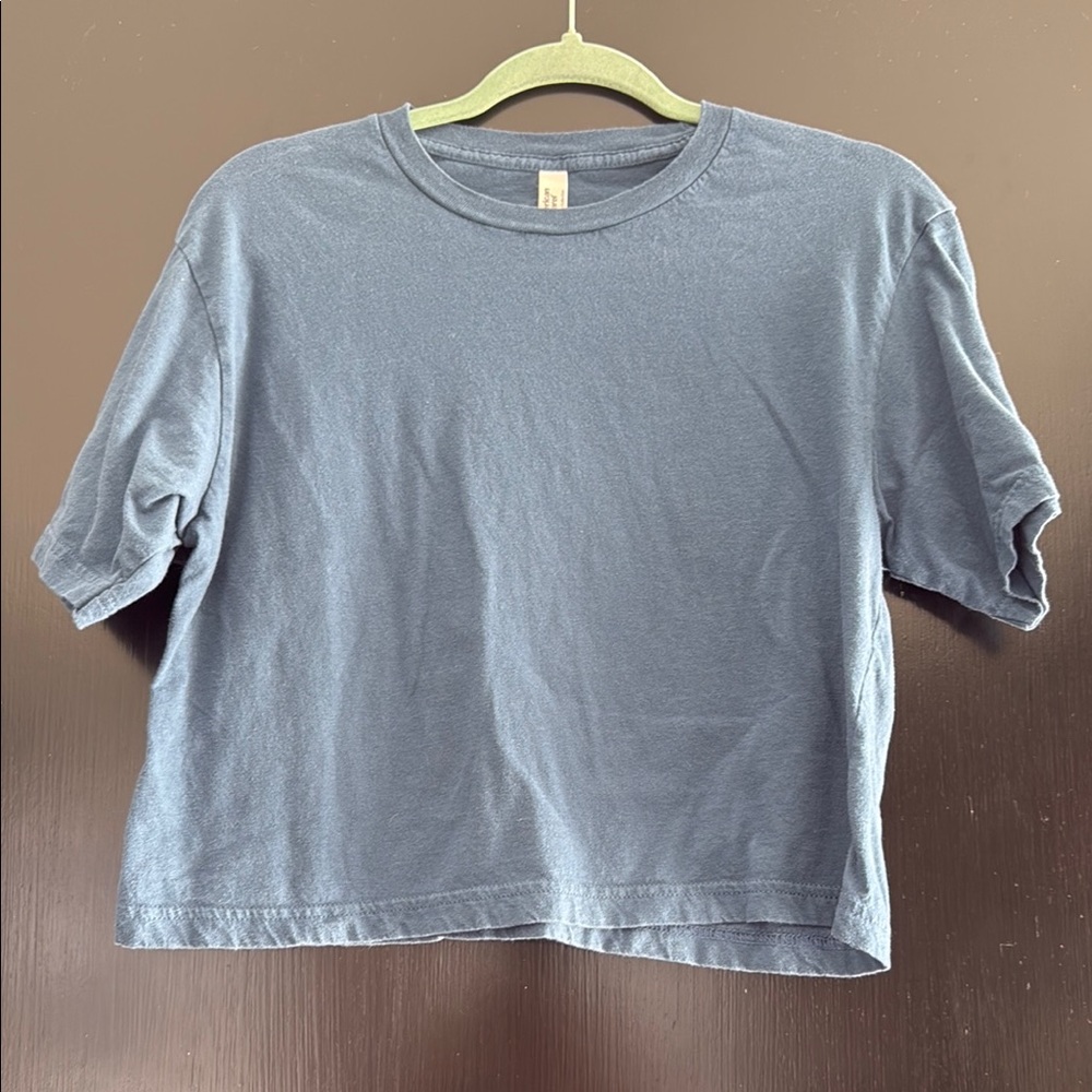 American Apparel Blue Gray Crop Boxy Tee